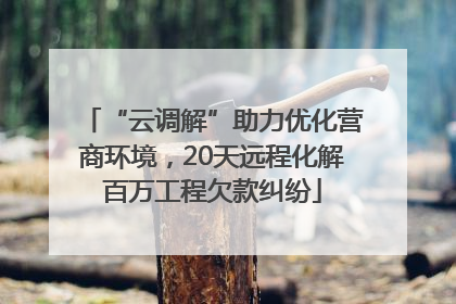 “云调解”助力优化营商环境，20天远程化解百万工程欠款纠纷