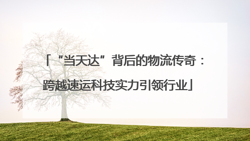“当天达”背后的物流传奇：跨越速运科技实力引领行业
