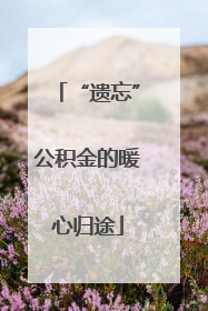 “遗忘”公积金的暖心归途
