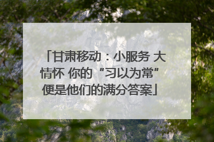 甘肃移动：小服务 大情怀 你的“习以为常”便是他们的满分答案