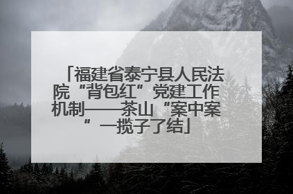 福建省泰宁县人民法院“背包红”党建工作机制——茶山“案中案”一揽子了结