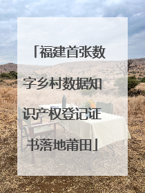 福建首张数字乡村数据知识产权登记证书落地莆田