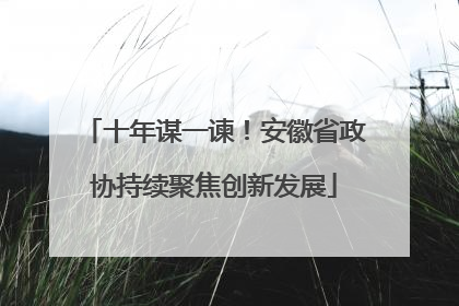十年谋一谏！安徽省政协持续聚焦创新发展