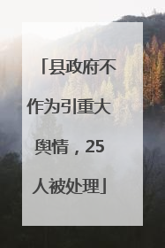 县政府不作为引重大舆情，25人被处理