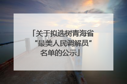 关于拟选树青海省“最美人民调解员” 名单的公示