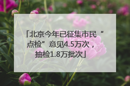 北京今年已征集市民“点检”意见4.5万次，抽检1.8万批次