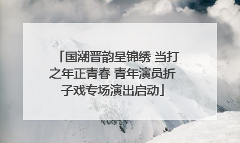 国潮晋韵呈锦绣 当打之年正青春 青年演员折子戏专场演出启动
