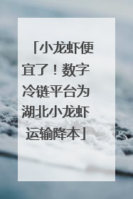 小龙虾便宜了！数字冷链平台为湖北小龙虾运输降本