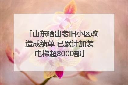 山东晒出老旧小区改造成绩单 已累计加装电梯超8000部