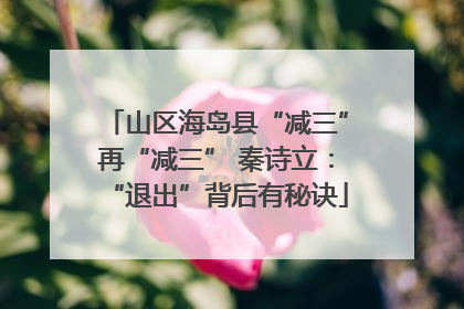 山区海岛县“减三”再“减三” 秦诗立：“退出”背后有秘诀