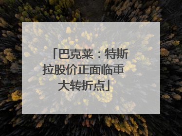 巴克莱：特斯拉股价正面临重大转折点
