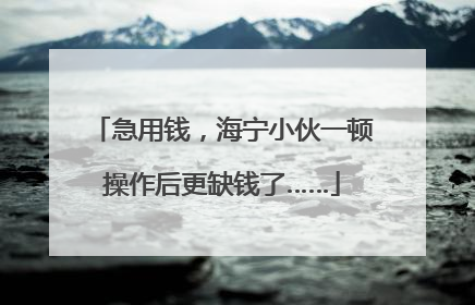 急用钱，海宁小伙一顿操作后更缺钱了……