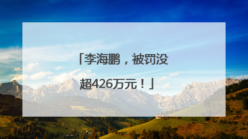 李海鹏，被罚没超426万元！
