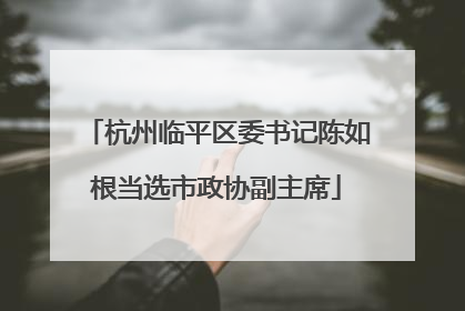 杭州临平区委书记陈如根当选市政协副主席