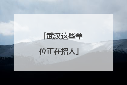 武汉这些单位正在招人