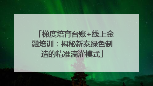 梯度培育台账+线上金融培训：揭秘新泰绿色制造的精准滴灌模式
