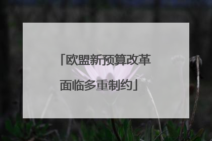 欧盟新预算改革面临多重制约