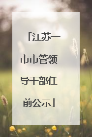 江苏一市市管领导干部任前公示