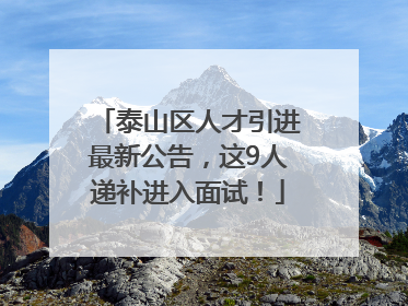 泰山区人才引进最新公告，这9人递补进入面试！