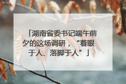 湖南省委书记端午前夕的这场调研，“着眼于人、落脚于人”
