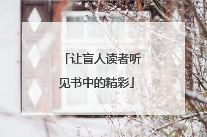 让盲人读者听见书中的精彩