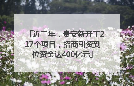 近三年，贵安新开工217个项目，招商引资到位资金达400亿元