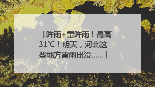 阵雨+雷阵雨！最高31℃！明天，河北这些地方雷雨出没……
