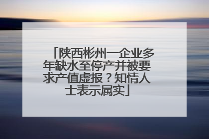 陕西彬州一企业多年缺水至停产并被要求产值虚报？知情人士表示属实