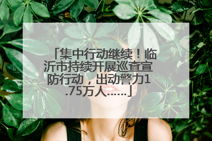 集中行动继续！临沂市持续开展巡查宣防行动，出动警力1.75万人……
