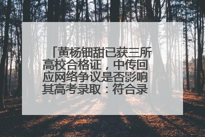 黄杨钿甜已获三所高校合格证，中传回应网络争议是否影响其高考录取：符合录取条件就能录取